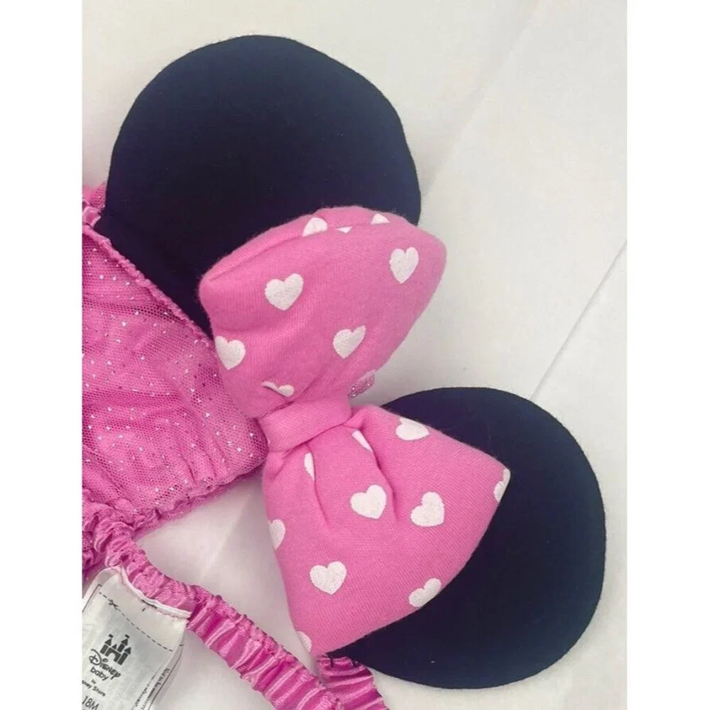 DISNEY STORE  Baby Girl Minnie Mouse Bodysuit Dress Pink 18-24 Months New